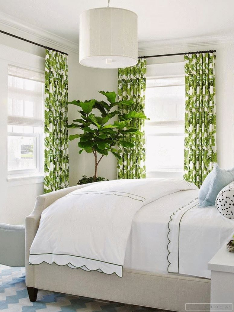 Зелене завесе для спальни 1