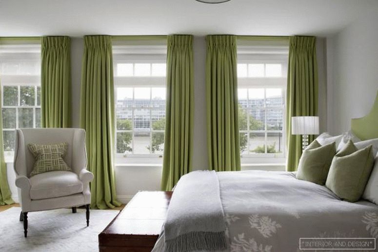 Зелене завесе для спальни 4