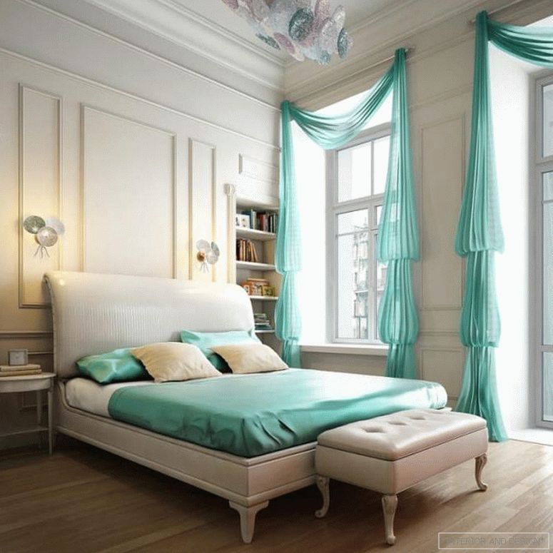 Зелене завесе для спальни 10